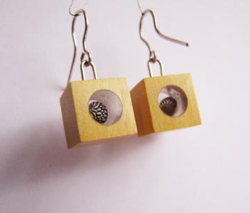 earrings Piquia Amarello with Zebra Shells