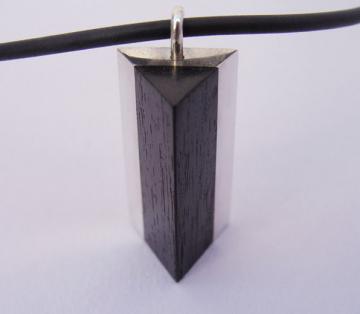Pendant Ebony and Solid Silver Triangle Pyramid style : $50