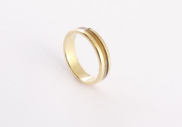 Wedding Ring 18ct Gold with Green Abalone